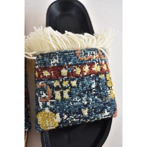 Chloe Kerenin Kilim Rug Tapestry Fringe Multicolor Slide Slip On Flat Sandal 36 - Picture 8 of 14